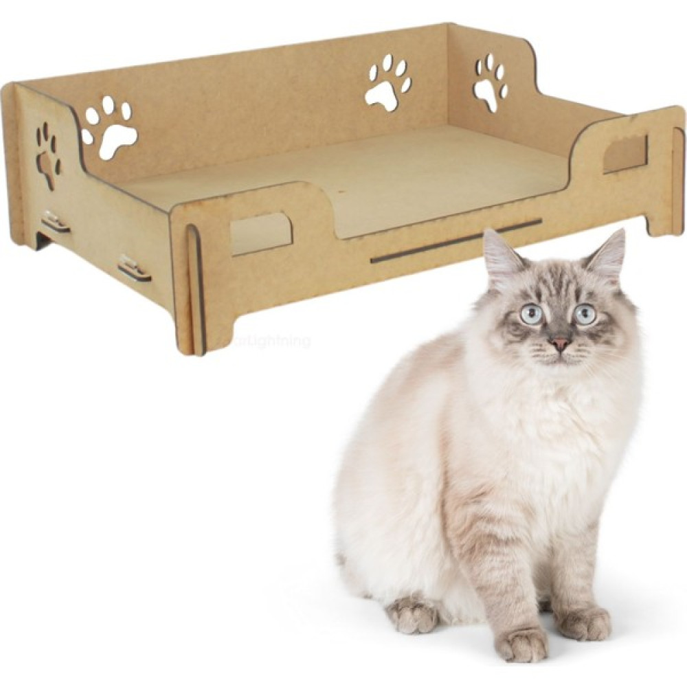 Ahşap Büyük Kedi Yatağı Premium Kalite Ham Kedi Evi 50X35 cm Parlak Patili Model - Ahşap Rengi Evcil Hayvan Ürünleri Fiyatı