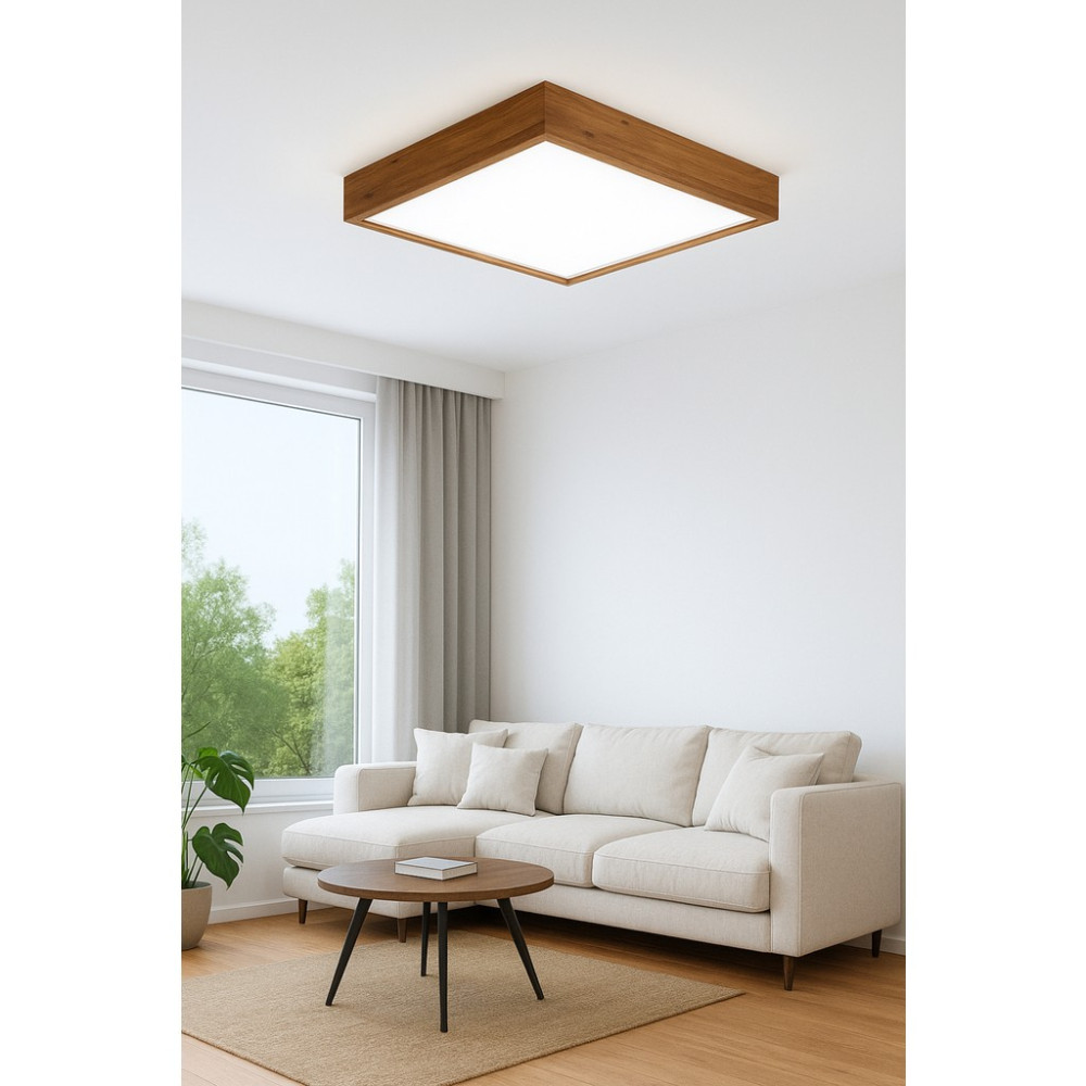 Ahşap Çerçeveli Tavan Avize LED Panel 3000K Gün Işığı 30*30CM - Ahşap - Bal Rengi Avize Fiyatı