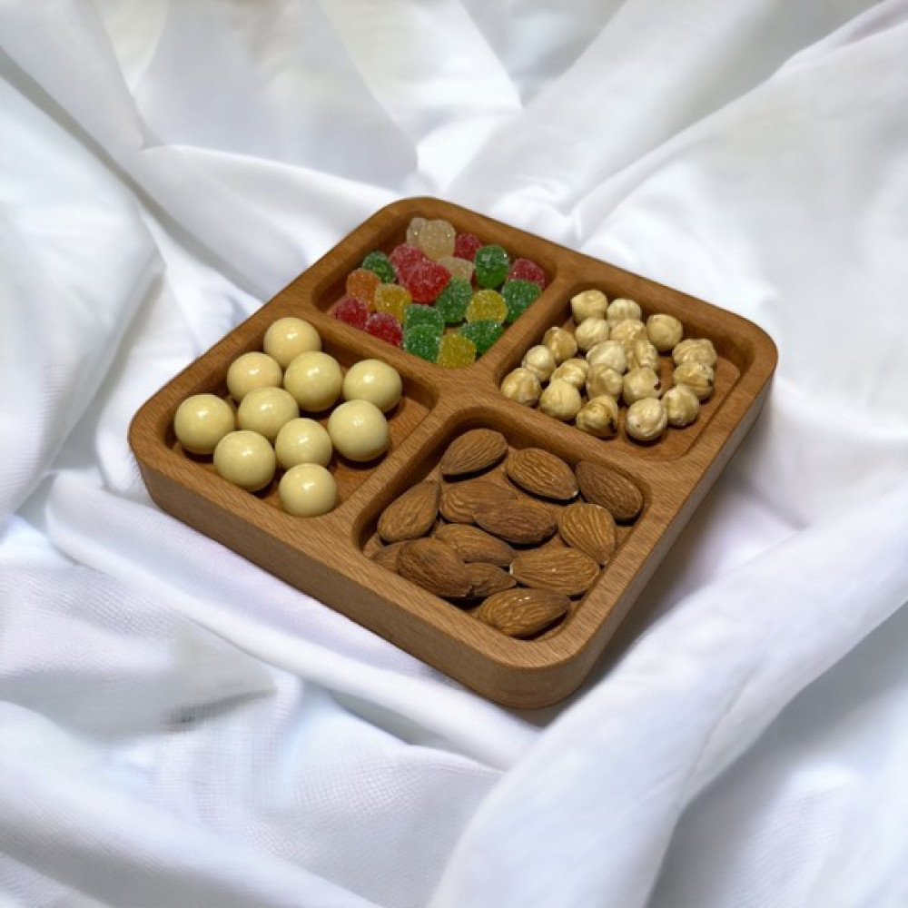 Ahşap Çerez Tabağı | Sunum Tabağı | Kuruyemiş Kasesi | Çerezlik, Servis ve Sunumluk | C010 - 16 x 16 cm Mutfak Gereçleri Fiyatı