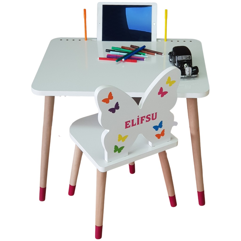 Ahşap Çocuk Oyun ve Aktivite Masa Sandalye Takımı - Beyaz Standart Sandalye Fiyatı
