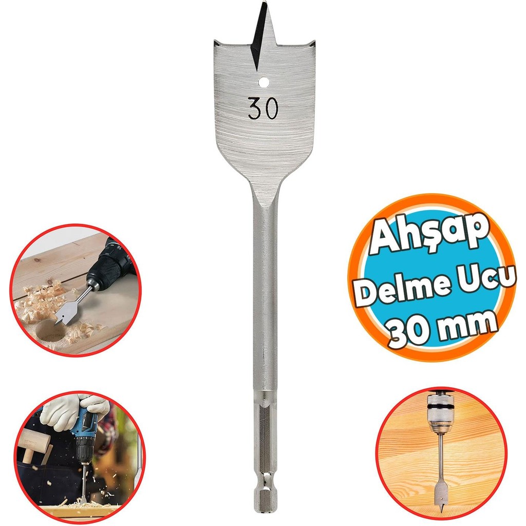 Ahşap Delme Ucu Matkap Ucu Tahta Sunta Plastik Alçıpan Delme Ucu Bits Yaprak Uç 30 mm - 1 - Gri Matkaplar Fiyatı