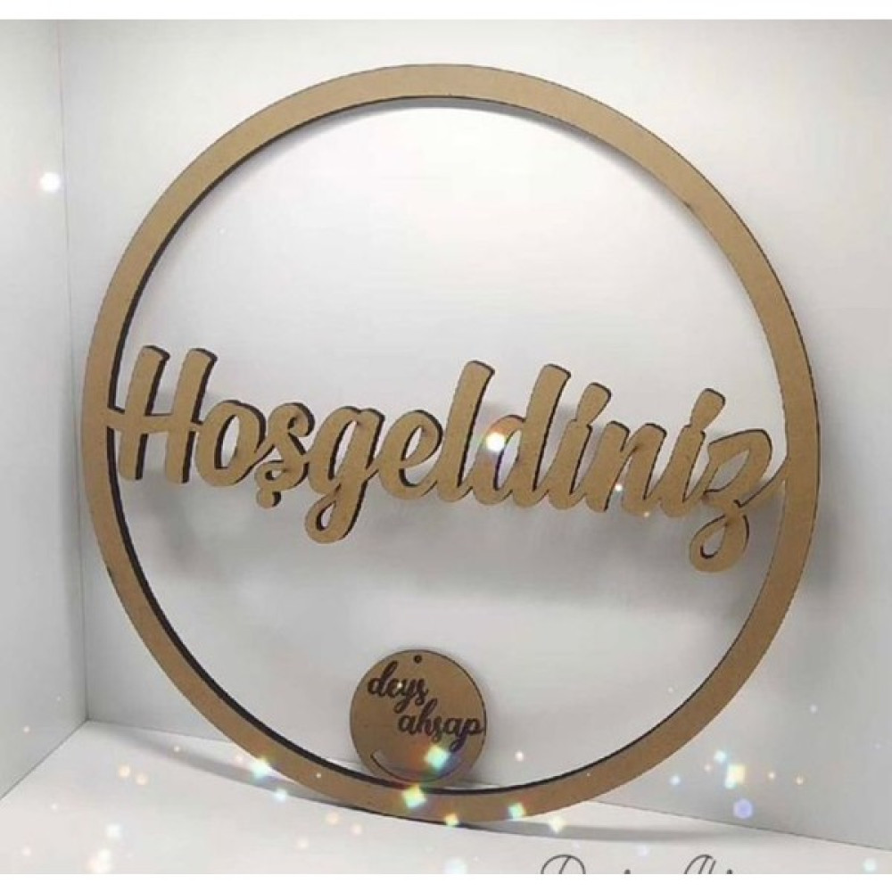Ahşap Deys Ahsap 6 mm Mdf Hoşgeldiniz Yazılı Yuvarlak Kasnak Bebek Kapı Süsü Fiyatı