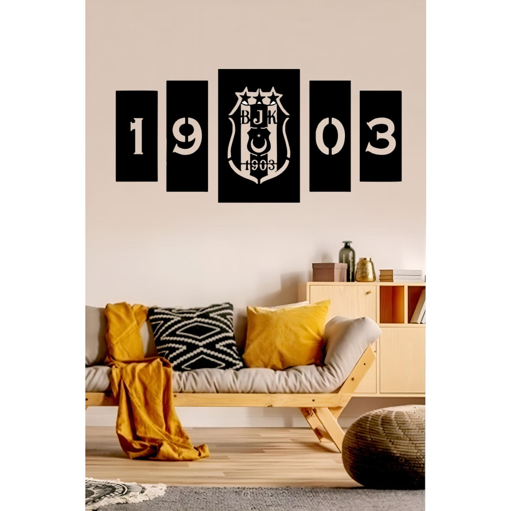 ahşap dünyam Ahşap Kanvas Beşiktaş 1903 Bjk Duvar Dekor Lazer Kesim Eşya Tablo (100cm X 50cm) 5li 50 x 100 Beden Tablo & Poster Fiyatı