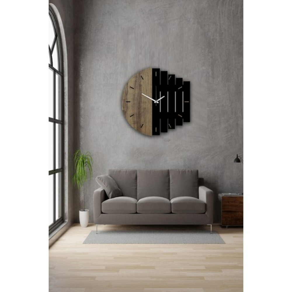 Ahşap Dünyam Çift Renk Dekoratif Modern Ahşap Sessiz Mekanizma 3D Duvar Saati Modern Yeni Saat Ritim 50CM x 50CM Dekoratif Saat Fiyatı