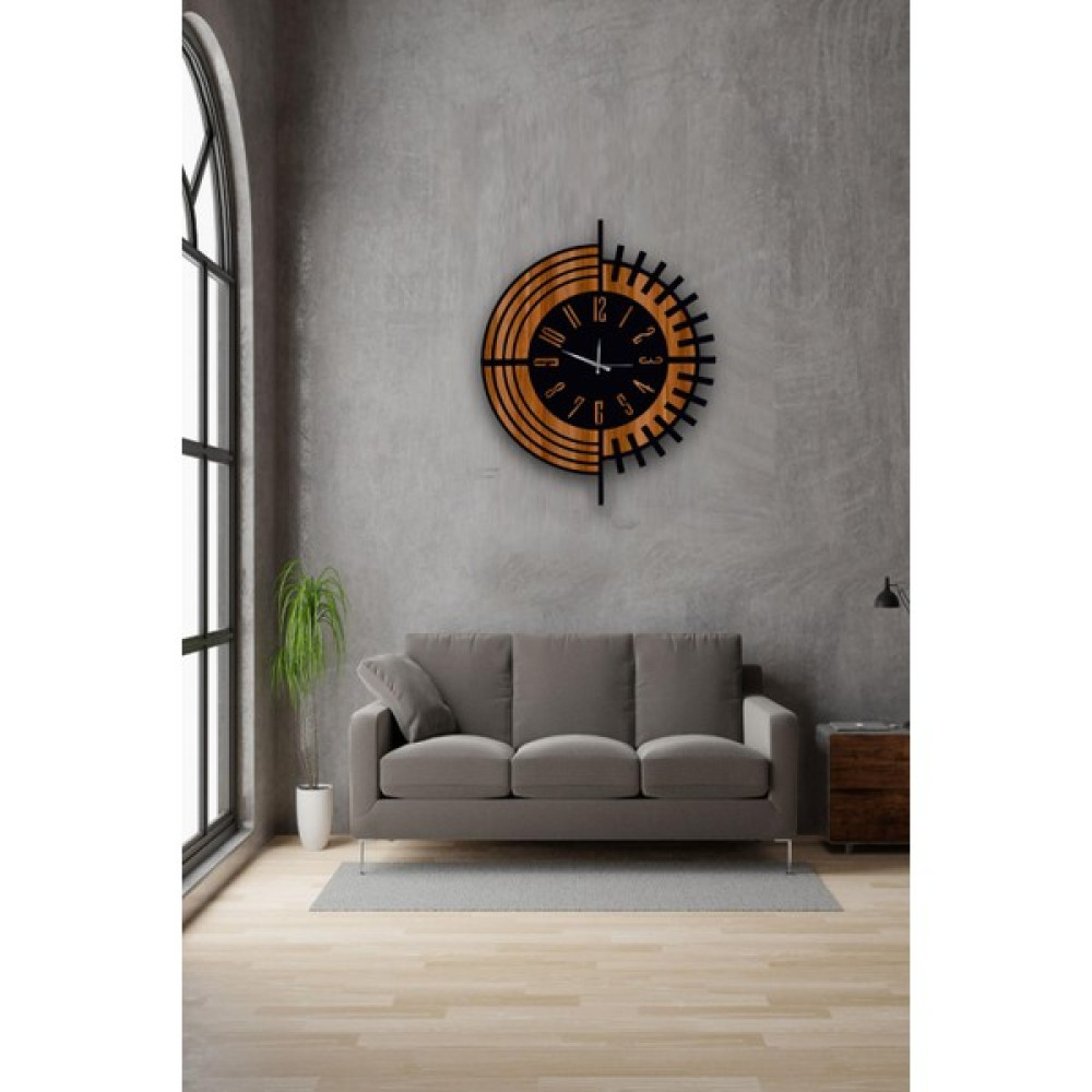 Ahşap Dünyam Çift Renk Dekoratif Modern Ahşap Sessiz Mekanizma Duvar Saati Yeni Saat 50X40CM Dekoratif Saat Fiyatı