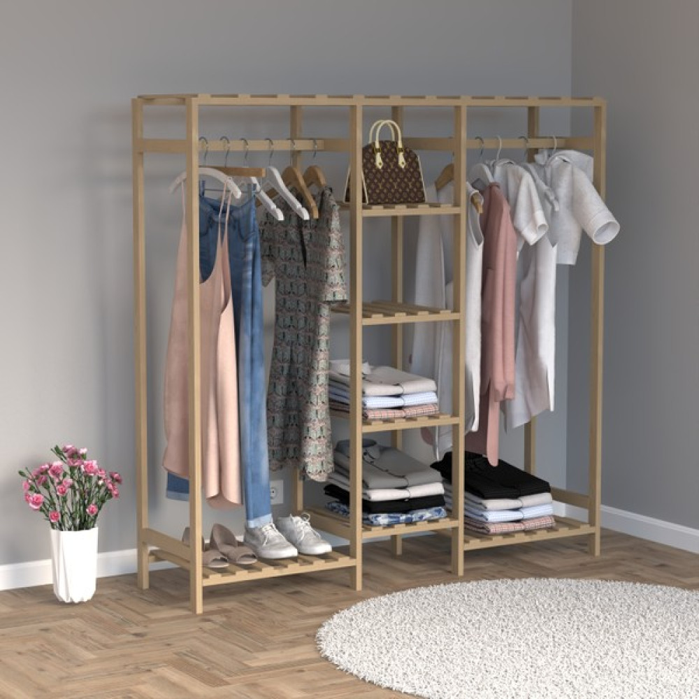 Ahşap Gardırop, Masif Ahşap Gardırop, Açık Dolap (40X150X150) - 40 X 150 X 150 Gardrop & Dolap Fiyatı