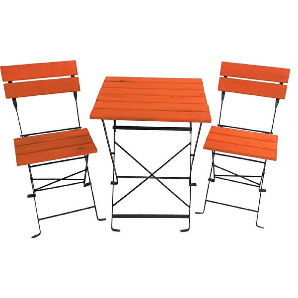 Ahşap Katlanır Masa Sandalye Bahçe Balkon Mutfak Takımı 2 Sandalye 1 Masa Ikea Tipi Bistro Takım - Turuncu Bahçe Mobilyası Takımı Fiyatı