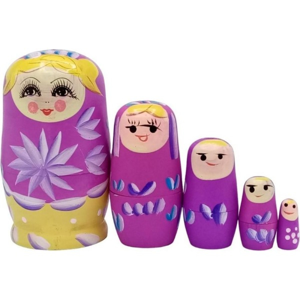 Ahşap Matruşka Bebek Beşli Set Pembe Sarı Eğitici Oyuncak Fiyatı