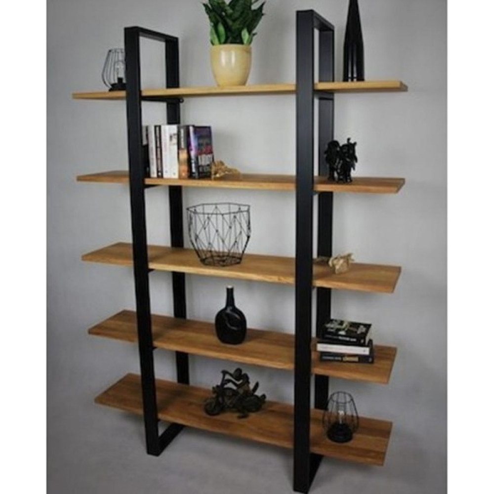 Ahşap Metal Modern Tarz 5 Li Masif Ahşap Dekoratif Kitaplık Kitaplık Fiyatı