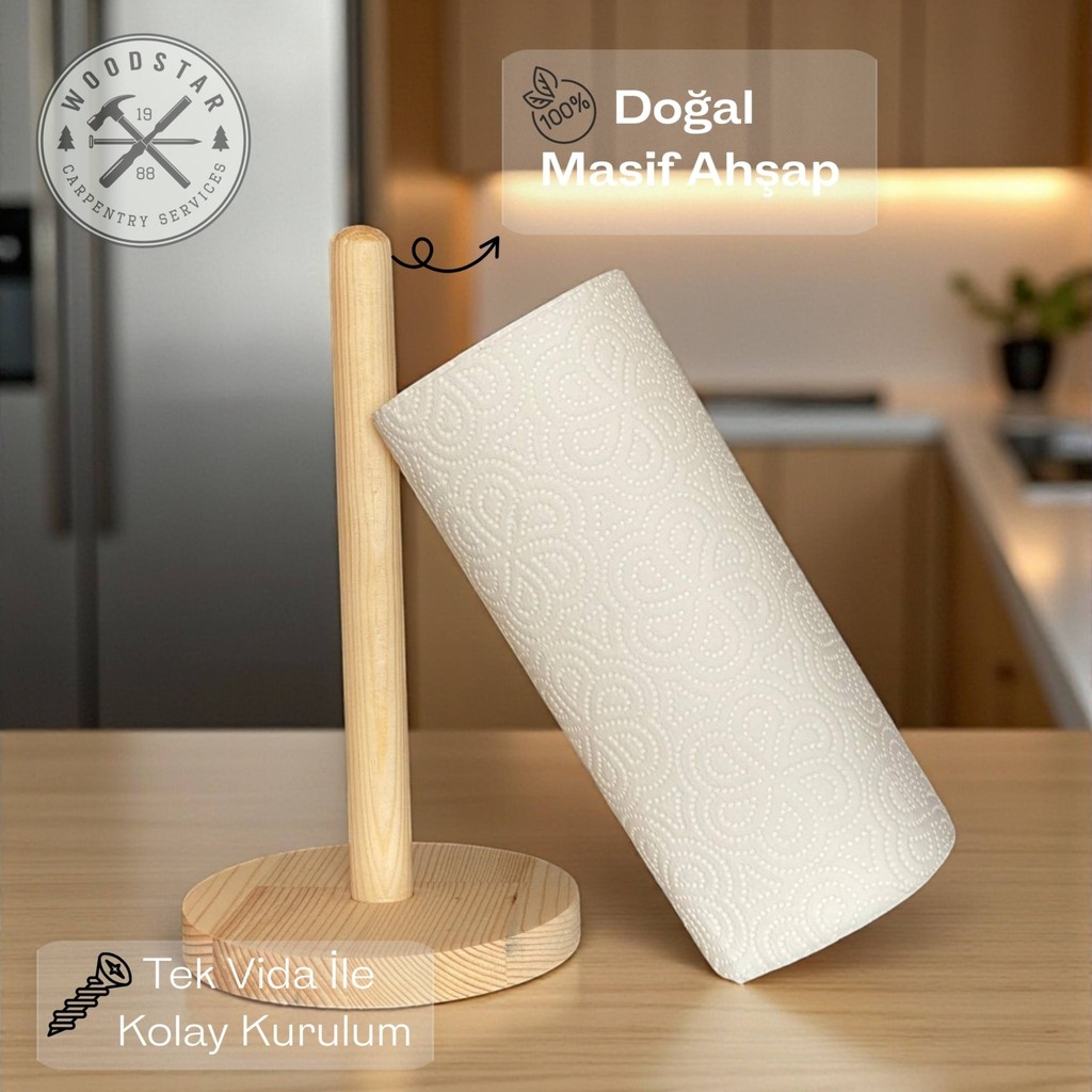 Ahşap Peçetelik & Kağıt Havluluk – Doğal Ahşap Napkin Holder ve Paper Towel Dispenser Mutfak Dekoru - 15-27 El / Yüz Havlusu Fiyatı
