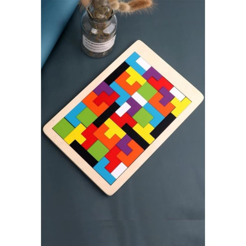 Ahşap Puzzle Tetris Oyunu Eğitici Ahşap Oyunu Yapboz Oyunu - Renkli Bebek Oyuncakları Fiyatı