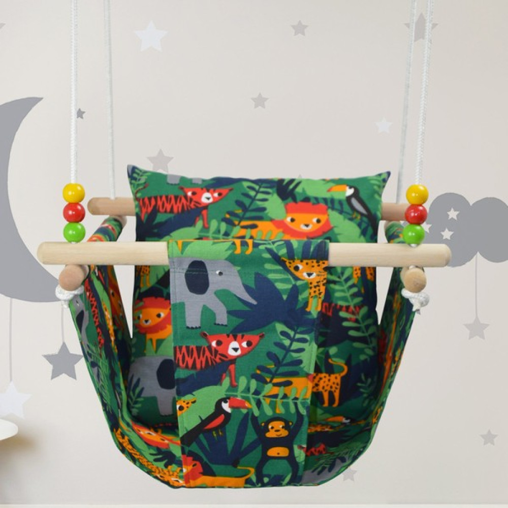 Ahşap Yastıklı Ev Tipi Bebek Salıncak, Bebek Hamak Beşik, Ev Salıncağı, Çingene Salıncağı - Basic Jungle Bebek Oyuncakları Fiyatı