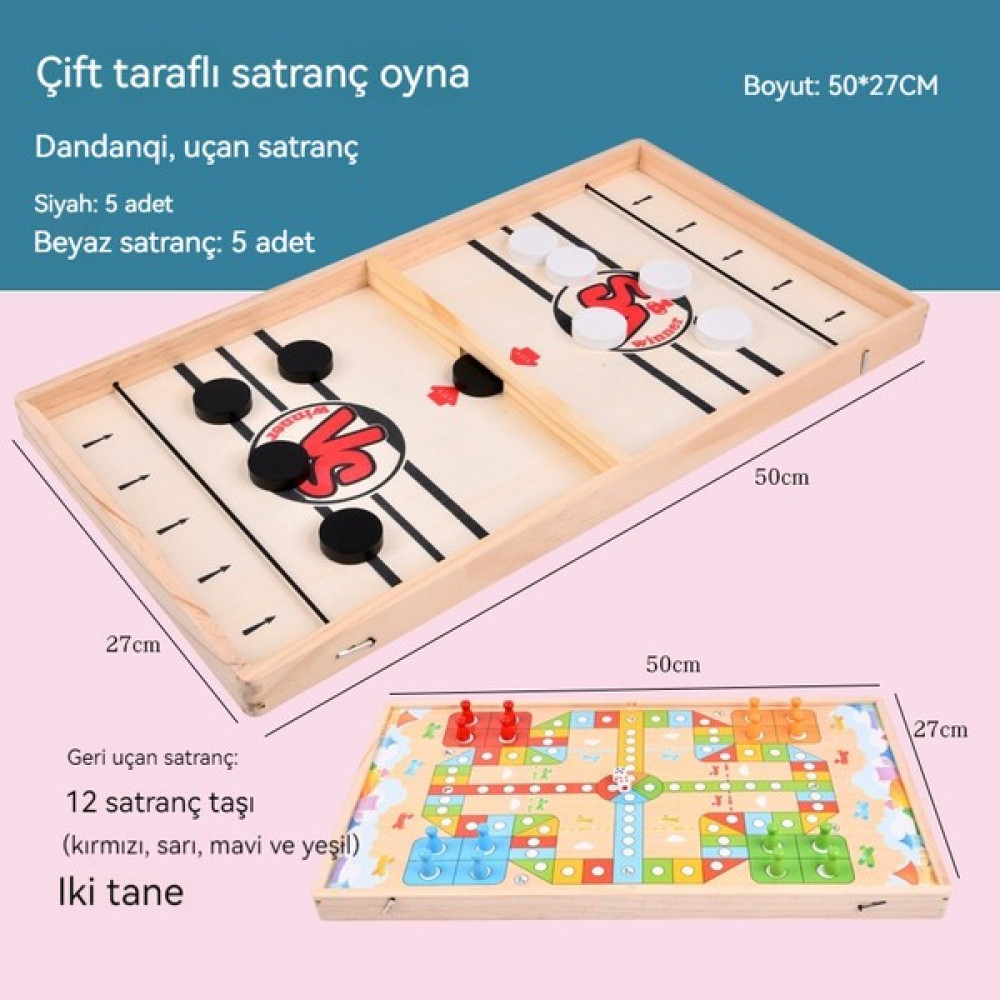 Ahşap Zıplayan Satranç, Ebeveyn-Çocuk Interaktif Satranç, Çarpışma Satrancı, Zıplayan Satranç, Masa Üstü Buz Hokeyi Uçan Satranç Ikisi Bir Arada (Y... Satranç Fiyatı
