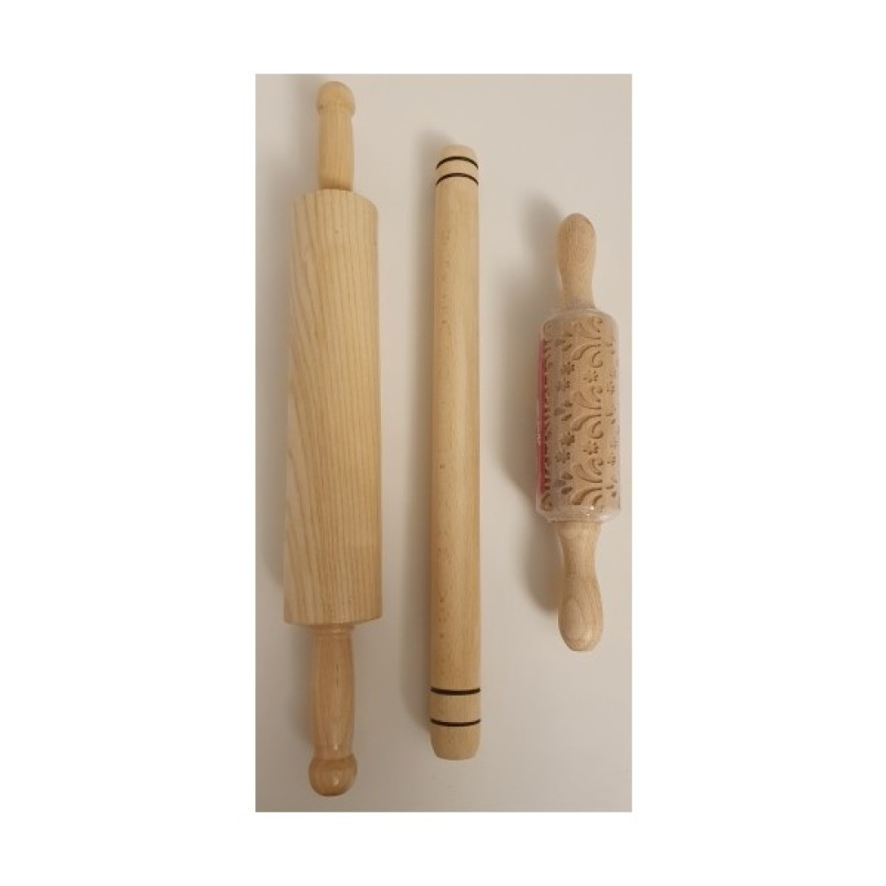 Ahşapdeluxe Ahşap Merdane- Kısa Oklava-Damask Desenli Merdane Seti (3'lü Set) - 1 Adet Mutfak Gereçleri Fiyatı