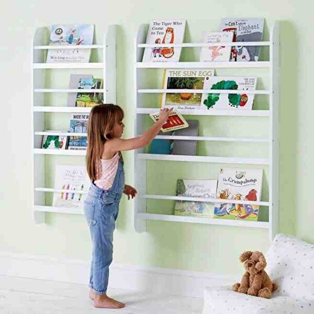 Ahsel Ahşap Montessori Beyaz Kitaplık, Çocuk Odası Duvar Kitaplığı, Anaokulu Duvar Rafı - 50 cm Genişlik Duvar Rafı Fiyatı