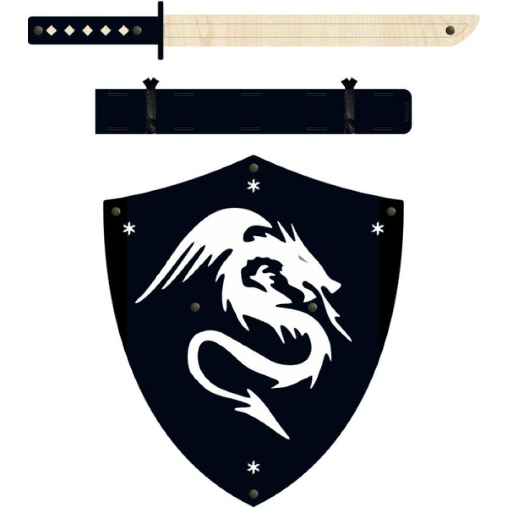 Ahtek Ahşap Japon Samuray-Ninja Kalkanı ve Katana Kılıcı Siyah Bebek Oyuncakları Fiyatı