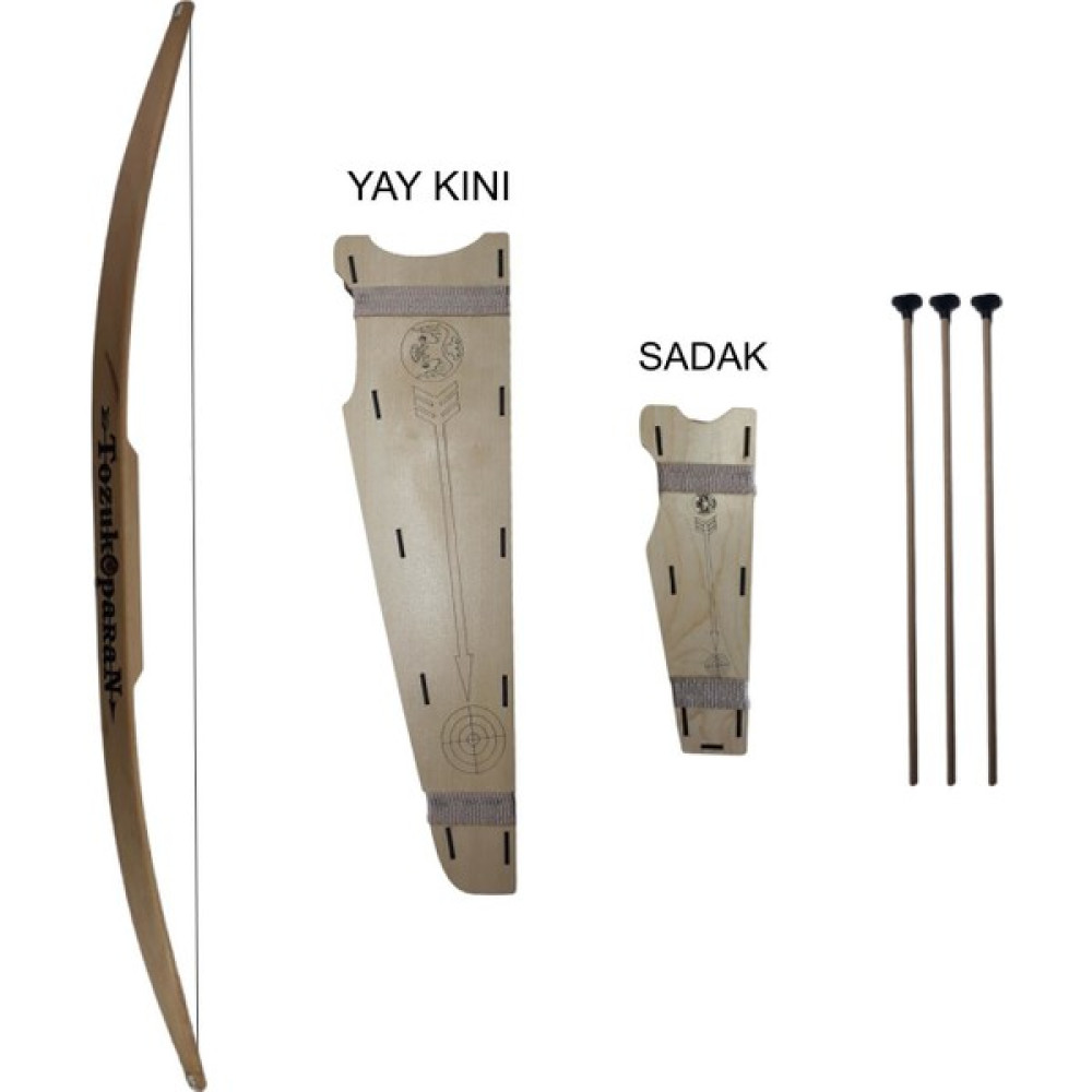 Ahtek Doğal Ahşap Ok Yay Seti, Yay + 3 Adet Ok + Yay Kını + Sadak Bebek Oyuncakları Fiyatı