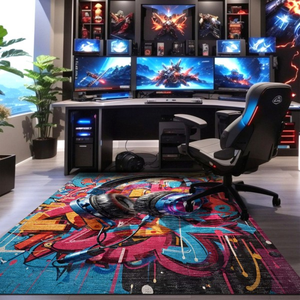 Aida Home Ilyaki Home Earps Şönil Gamer Halısı Pamuk Tabanlı Yıkanabilen Kaymaz Oyuncu Odası Gaming Halısı - 80 x 150 cm - Renkli Salon Halısı Fiyatı