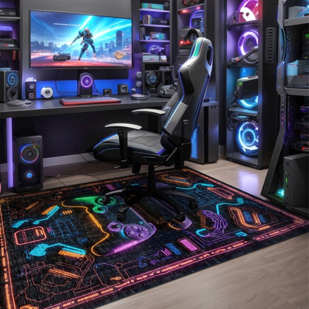 Aida Home Ilyaki Home Lonca Şönil Gamer Halısı Pamuk Tabanlı Yıkanabilen Kaymaz Oyuncu Odası Gaming Halısı - 80 x 150 cm - Renkli Salon Halısı Fiyatı