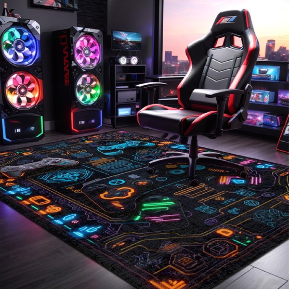 Aida Home Ilyaki Home Nerf Şönil Gamer Halısı Pamuk Tabanlı Yıkanabilen Kaymaz Oyuncu Odası Gaming Halısı - 80 x 150 cm - Renkli Salon Halısı Fiyatı