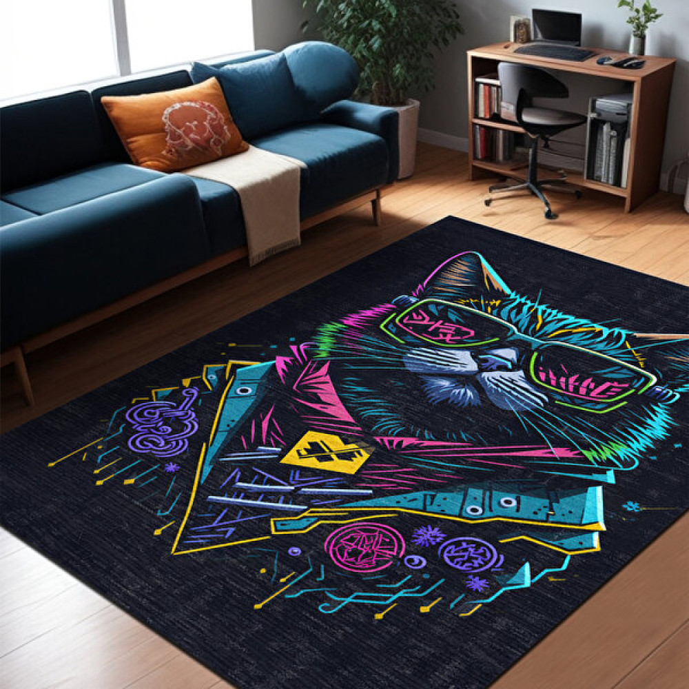 Aida Home Ilyaki Home Tenas Şönil Gamer Halısı Pamuk Tabanlı Yıkanabilen Kaymaz Oyuncu Odası Gaming Halısı - 120 x 180 cm - Renkli Salon Halısı Fiyatı