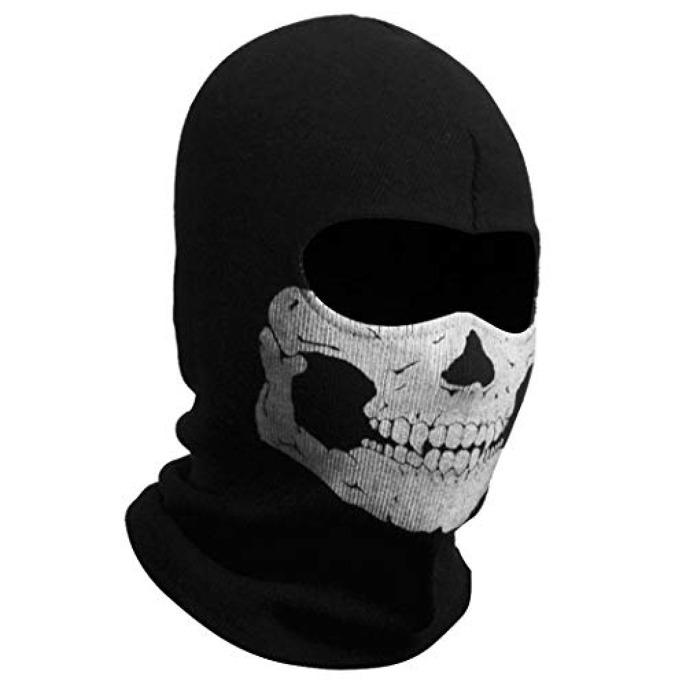 Aikuer Black Balaclava Ghosts Skull Full Face Mask, Windproof Ski Motorcycle Face Masks Tactical Balaclava Hood for Men Women Youth Halloween Cosplay Outdoor Sport Cycling Skiing Hiking