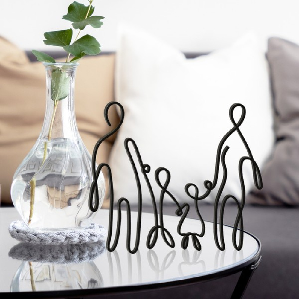 Aile Figürlü Anne - Baba - Kız ve Erkek Çocuk Line Art Dekor Biblo - Bioplastik Biblo Fiyatı