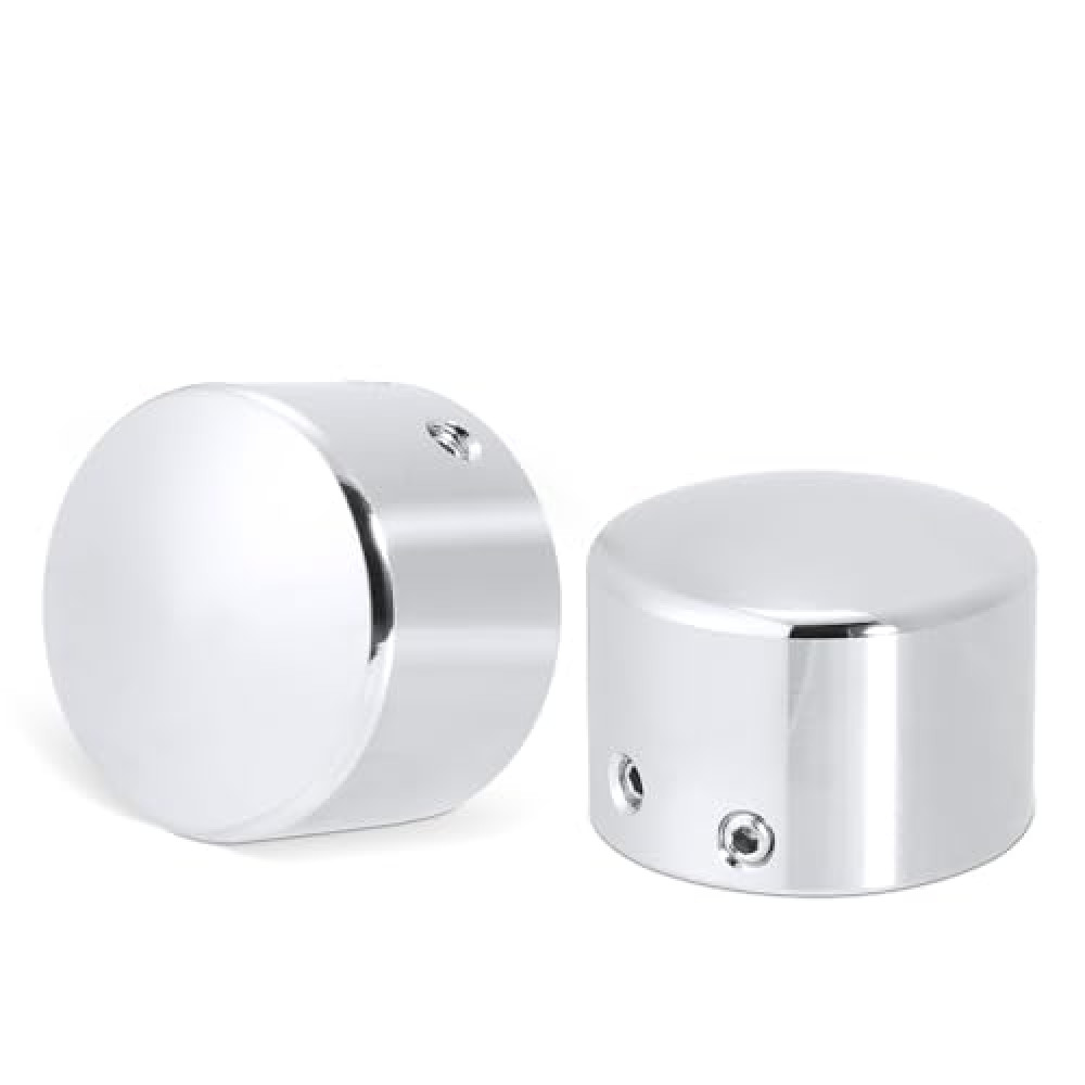 AILMOTO Front Axle Nut Covers, Axle Caps Compatible for Harley Davidson Dyna Sportster Softail Heritage Street Glide Road Glide Road King 2002-2023 Chrome