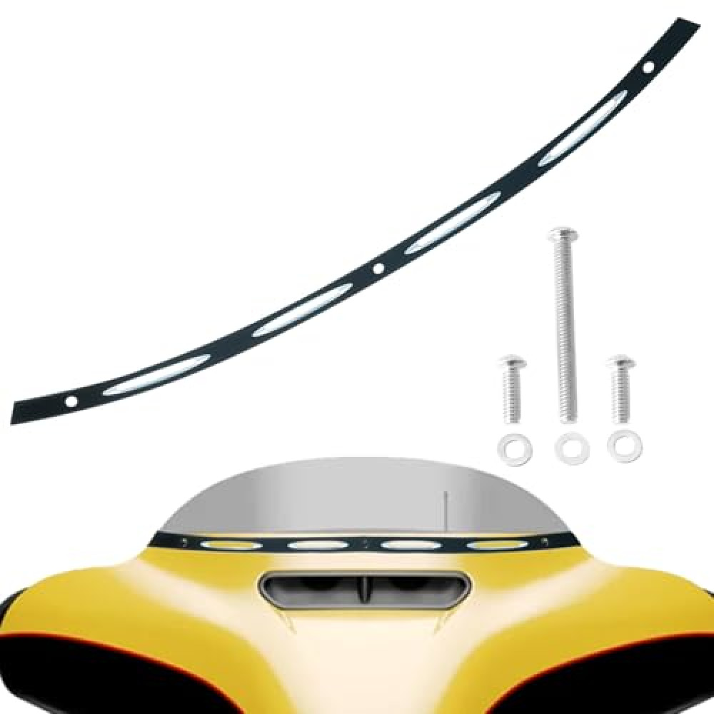 AILMOTO Slotted Windshield Trim Compatible with Harley Davidson Touring Electra Glide Street Glide Ultra Limited Tri Glide 2014-2024, Black