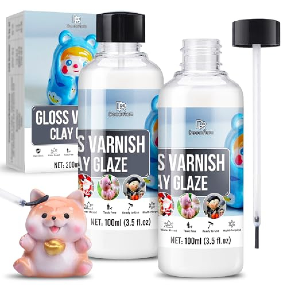Air Dry Clay Glaze - 7oz/200ml Clay Varnish, Polymer Clay Glaze, High Gloss Clay Sculpture Sealant for Air Dry Clay Pottery - Waterproof Scratch Resistant Gloss Varnish Clay Glaze for Ceramics