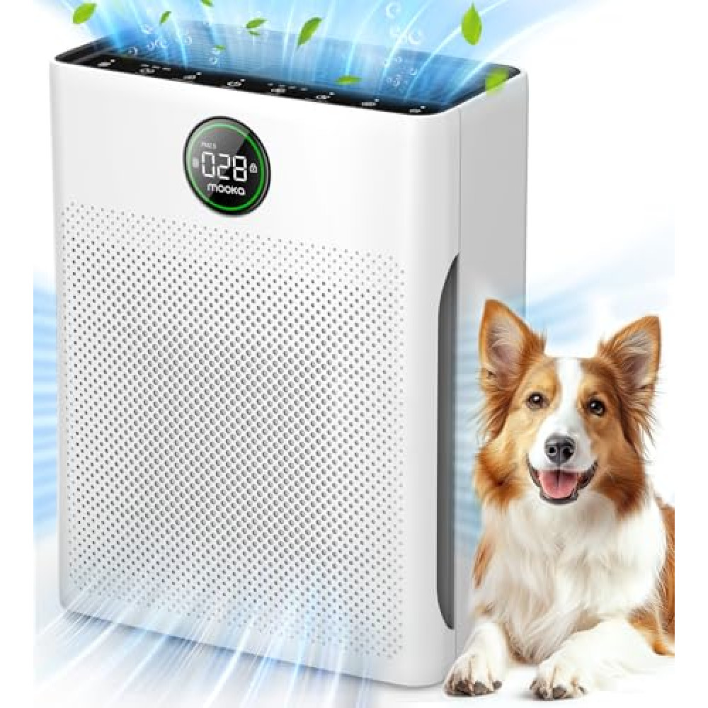 Air Purifiers for Home Large Room up to 2200sq.ft, MOOKA Air purifier for Home Pets with Washable Filter, PM 2.5 Display Air Quality Sensor Air Cleaner for Bedroom, Dorm room, Pets, Office, PR1