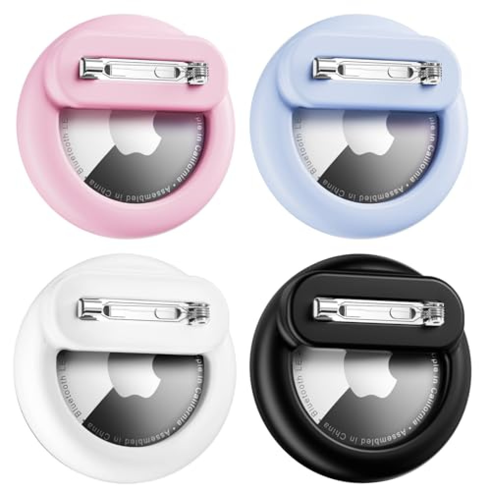 Air Tags-4 Pack Apples Holder Kids Hidden Case for Apple AirTag Holder Tracker with Safety Pin, Anti-Lost for Kids, Baby, Elderly, Luggage, Shoe, Clothes, Backpack - Black White Pink Purple GPS Devices Fiyatı