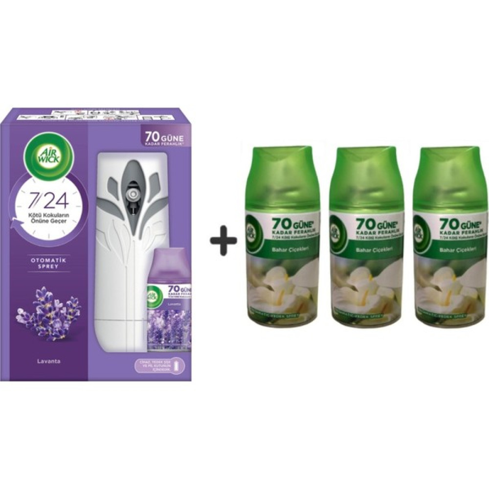 Air Wick Oda Kokusu Freshmatic Lavanta Kit + Yedek 250 ml + Bahar Çiçekleri 70 Güne Kadar Ferahlık 3 x 250 ml Oda Kokusu Fiyatı