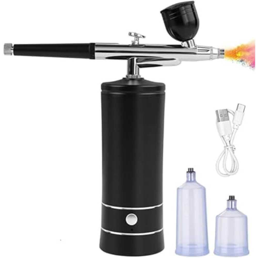 Airbrush Kit with Compressor, Airbrush 42PSI High-Pressure & Rechargeable Portable, Airbrush Set with 0.3mm and 0.5mm Tips and Cleaning Brush for Nail Art, Makeup, Painting