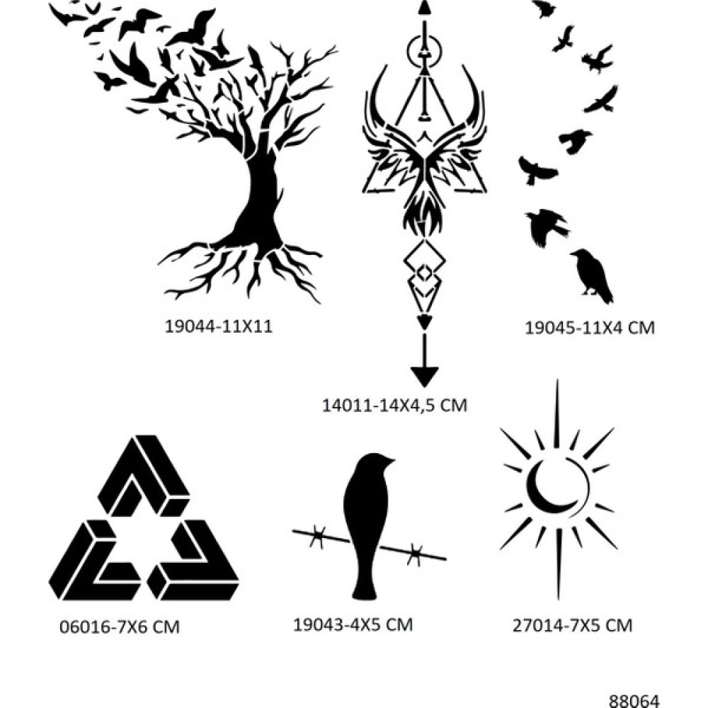 Airbrush Tattoo Hayat Ağacı ve Kuşlar 6 Adet Geçici Dövme Şablonu Sadece Desen Sağlık / Bakım / Kozmetik Fiyatı