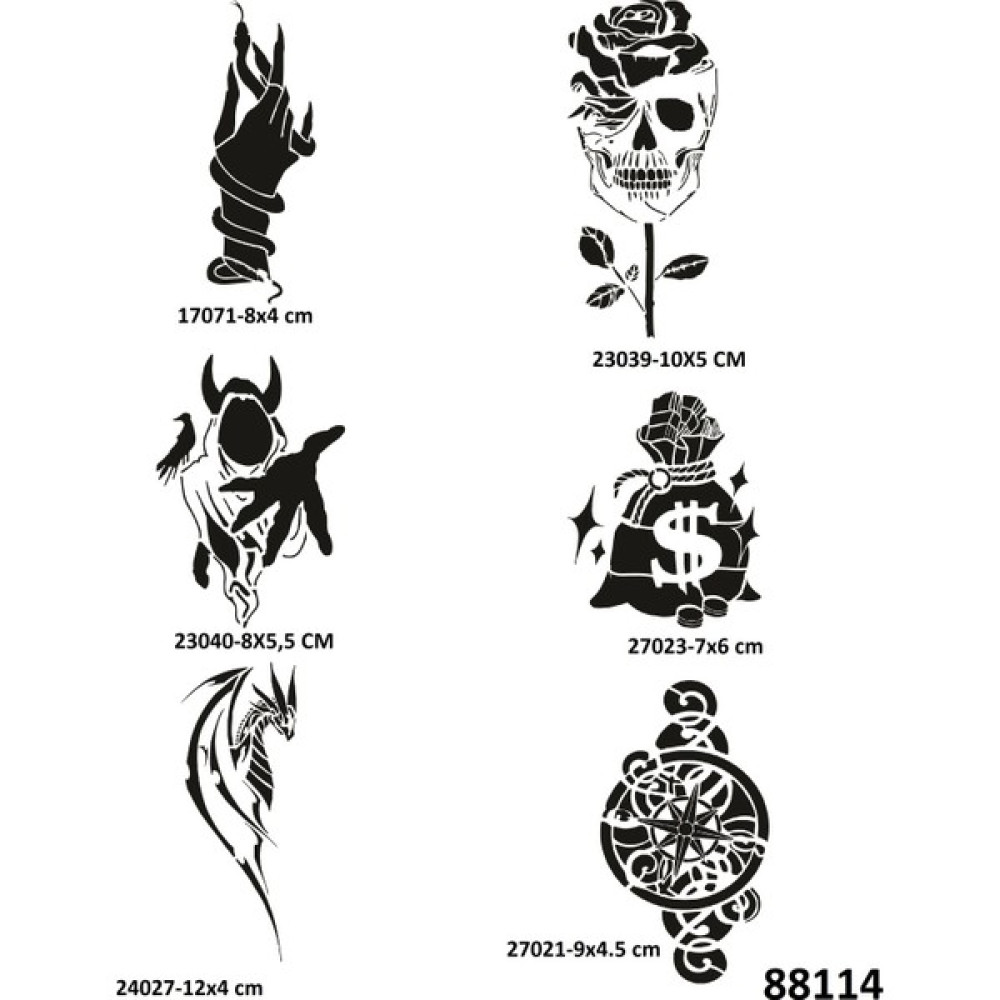 Airbrush Tattoo Para ve Yaşam 6 Adet Geçici Dövme Şablonu Spreysiz Sadece Stencil Sağlık / Bakım / Kozmetik Fiyatı