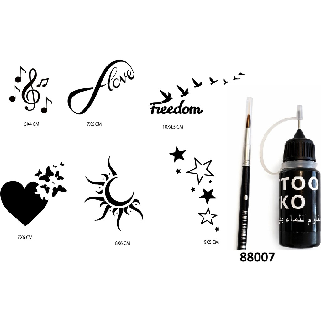 Airbrush Tattoo Sonsuz Kalpler Likit Kalem Uçlu Geçici Dövme Seti Fırça Hediyeli - 000-Siyah Kalem & Yazı Gereçleri Fiyatı