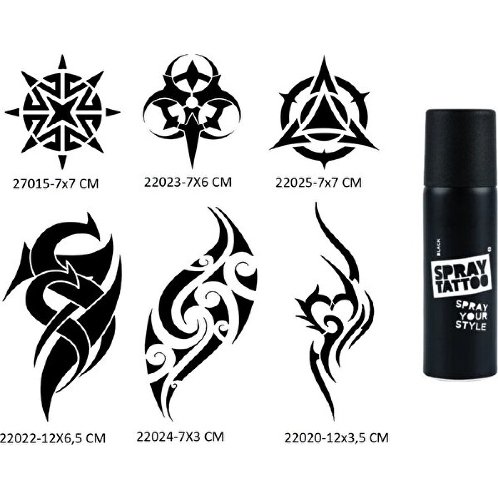 Airbrush Tattoo Tribal Kol Bacak 6 Adet Şablon ve Siyah Sprey Geçici Dövme Seti Sağlık / Bakım / Kozmetik Fiyatı
