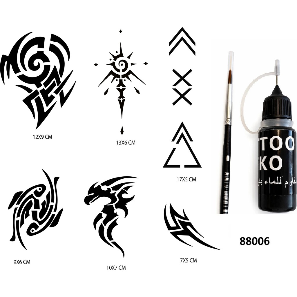 Airbrush Tattoo Tribal Modeller Likit Kalem Uçlu Geçici Dövme Seti Fırça Hediyeli - 000-Siyah Kalem & Yazı Gereçleri Fiyatı