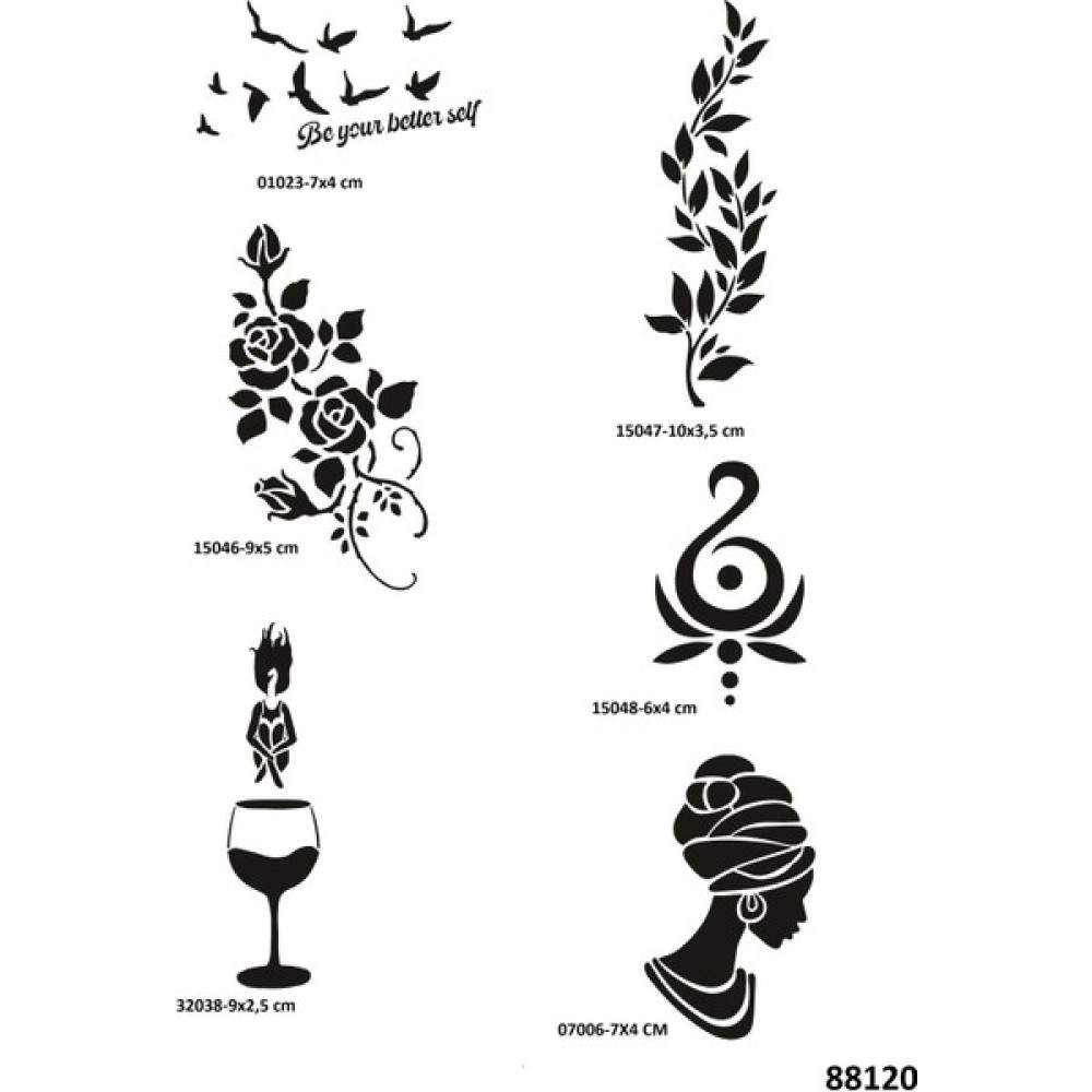 Airbrush Tattoo Zarif Kadınlar 6 Adet Geçici Dövme Şablonu Kına Kalıbı Sadece Desen Sağlık / Bakım / Kozmetik Fiyatı