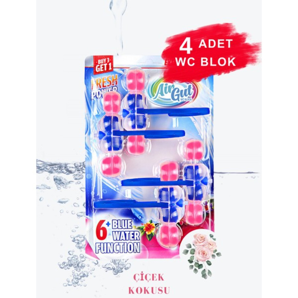 AirGut WC Blok, Tuvalet Koku Giderici 4 Adet Çiçek Kokusu Bloğu (Mavi su verir) Evcil Hayvan Ürünleri Fiyatı