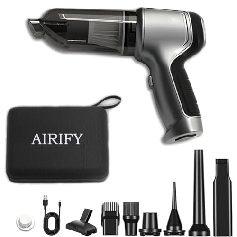 Airify Pro Car Vacuum, Airify Pro V2 - Portable Air Blower/Car Vacuum, 7 in 1 High Power Handheld Vac Cordless. (26000 PA)