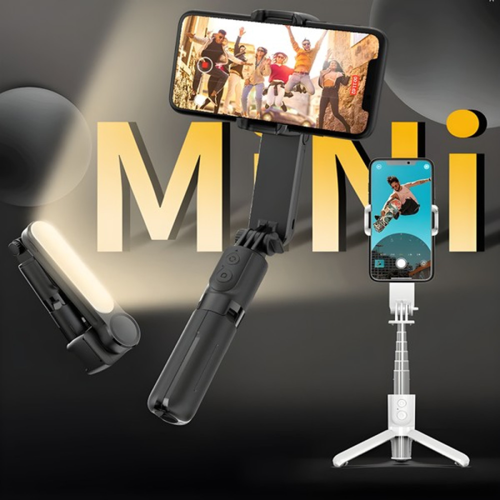 Airstorr Akıllı Telefon L09 Gimbal Sabitleyici Dolgu Işığı Bluetooth Selfie Video Çekim Tripod - Siyah Dijital Kamera Aksesuarları Fiyatı