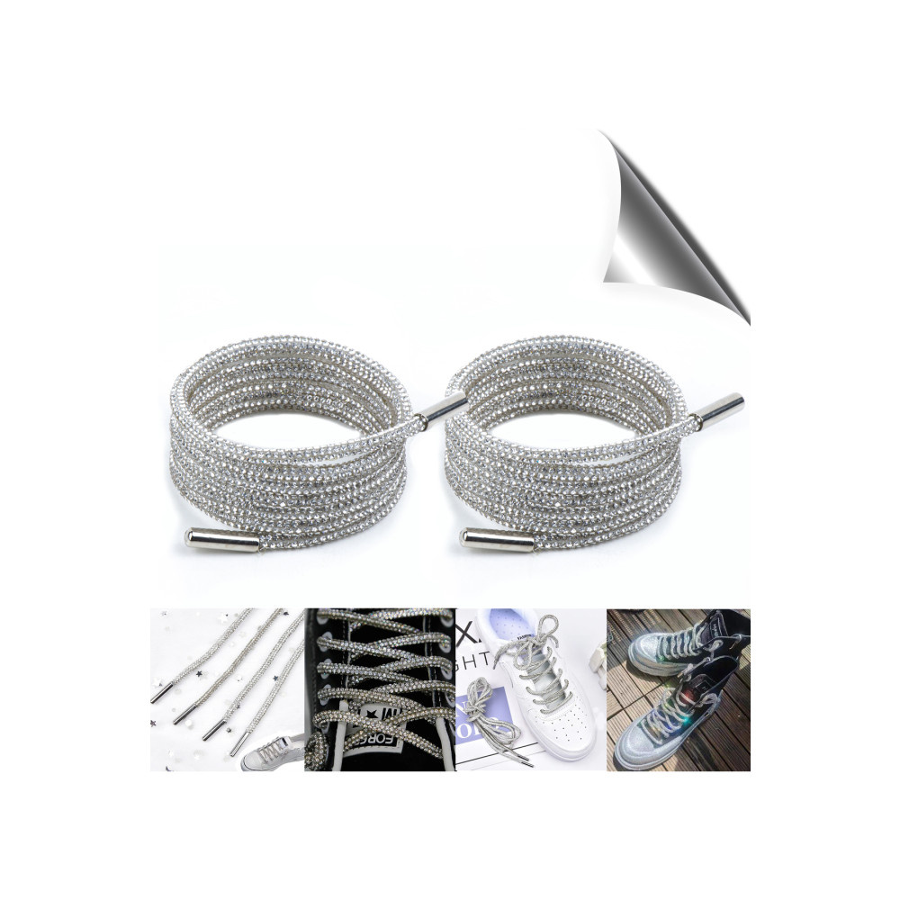 AiryFooT Kristal Taşlı Parlak Taşlı Ayakkabı Bağcığı 100 Cm 1 Çift (GÜMÜŞ) Ayakkabılar ve Çantalar Fiyatı