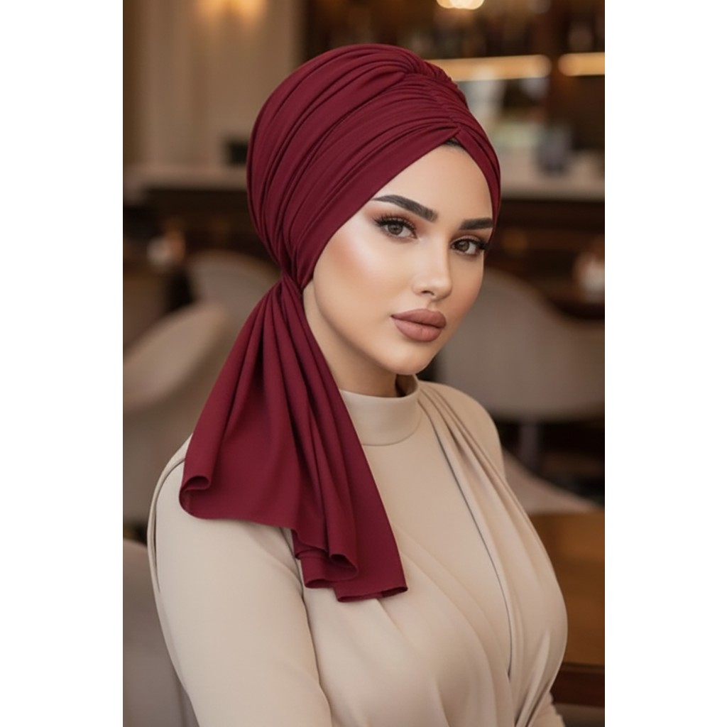 Aişe Tesettür Bordo Tokalı Abiye Bone Şal / Hazır Duvak Giyim & İç Giyim Fiyatı