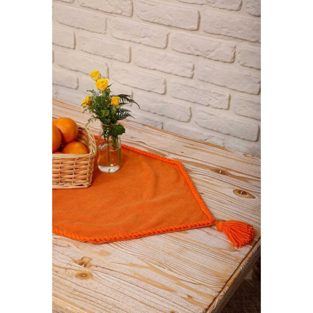 Aisha's Design 90X30 Püsküllü RUNNER,R-31K - Turuncu - 90 x 30 cm Masa Örtüsü Fiyatı