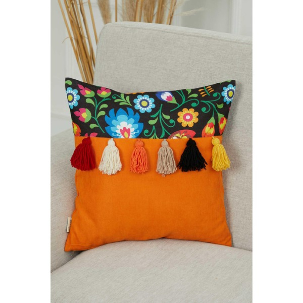 Aisha's Design Karnaval Desenli Püsküllü Kırlent KILIFI,K-278 - 45 x 45 cm - Renkli Kırlent / Mobilya Yastığı Fiyatı