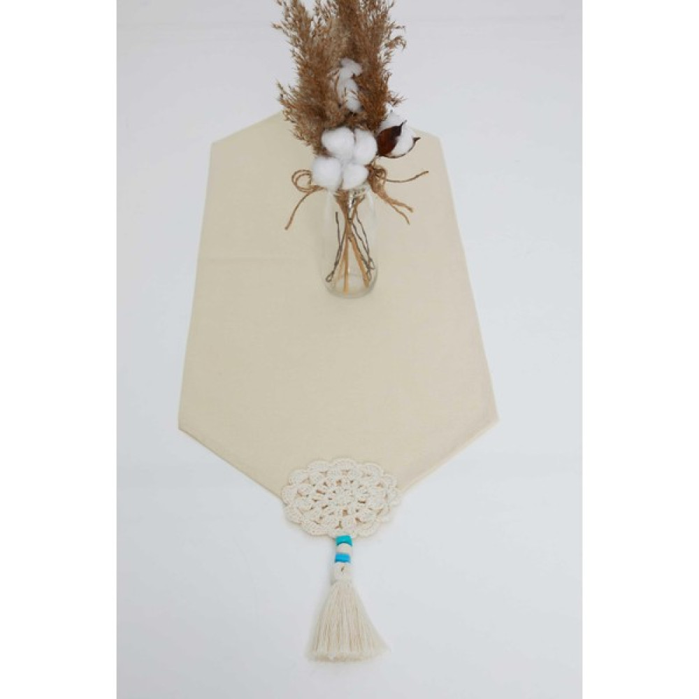 Aisha's Design Örgü Detaylı Runner 120 x 40,R-53O - 120 x 40 cm - Krem Masa Örtüsü Fiyatı