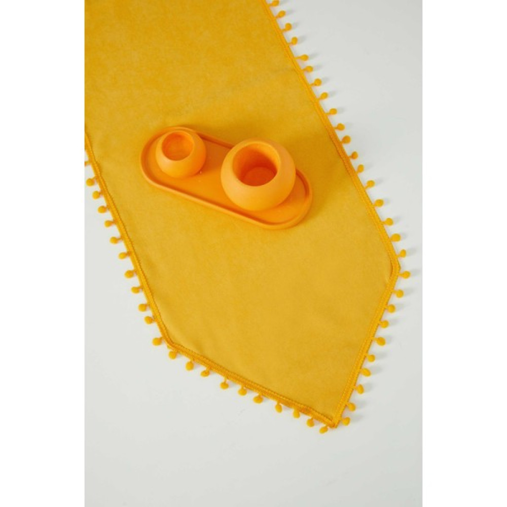 Aisha's Design Ponponlu Runner 90 x 30 cm - Sarı Masa Örtüsü Fiyatı