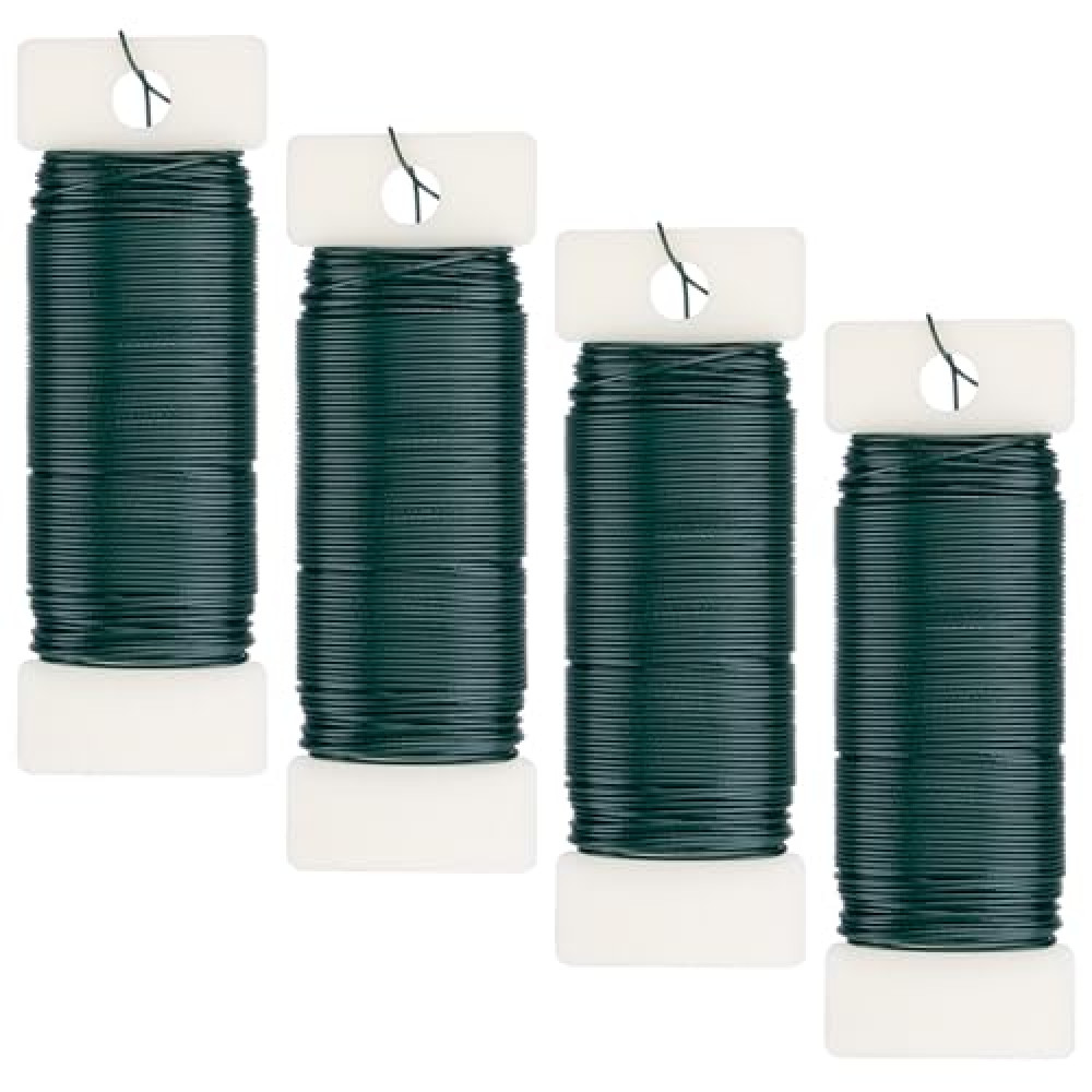 Aisoso 4 Pack Floral Wire, 131 Yards Paddle Wire 22 Gauge Florist Wire Green for Wreath Wire Making Craft, Floral Flower Arrangements and DIY Crafts, Garland